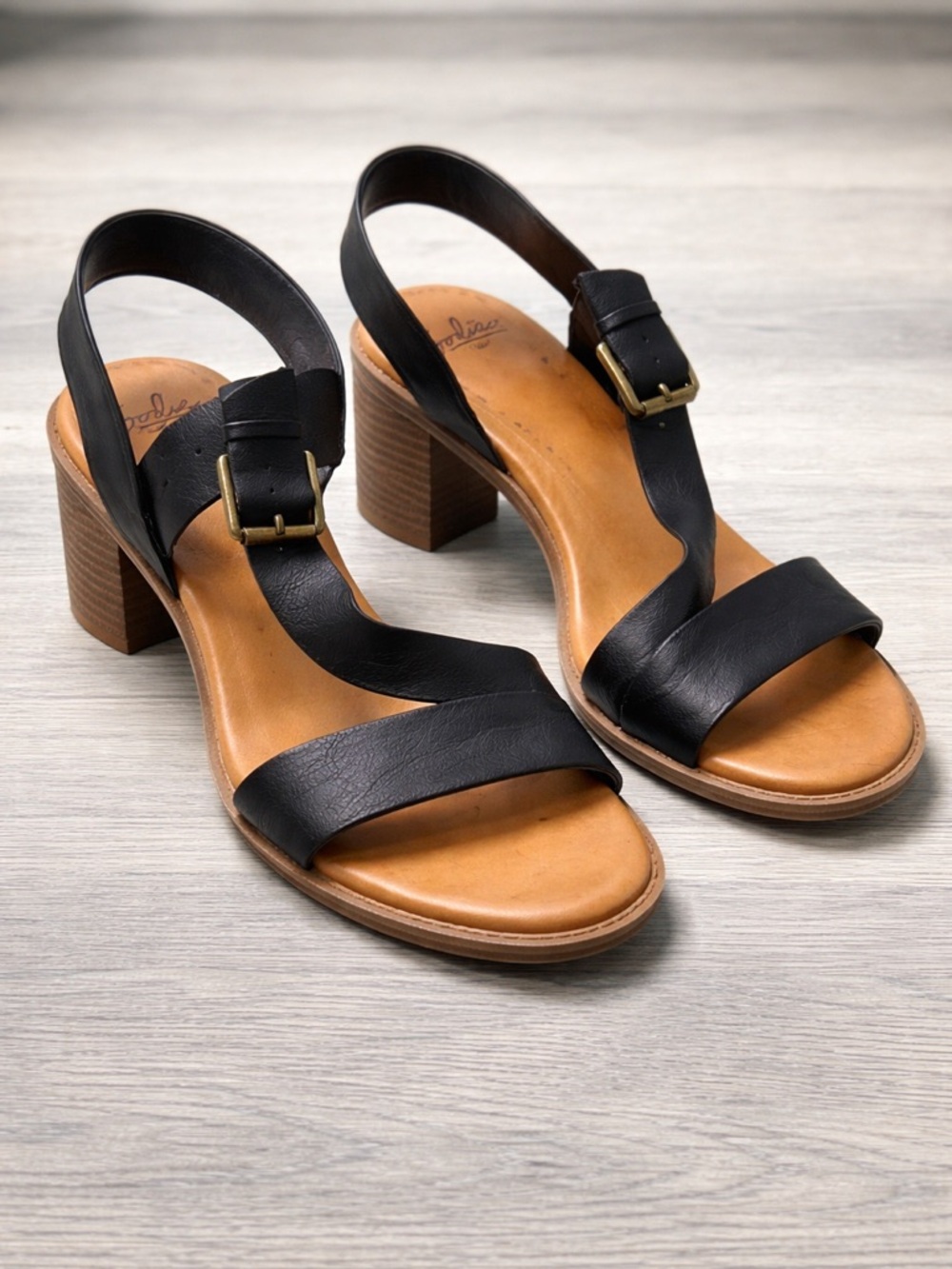 Black Slingback Low Heel Sandals Size 11 Women Block Heel Comfort Work Dres